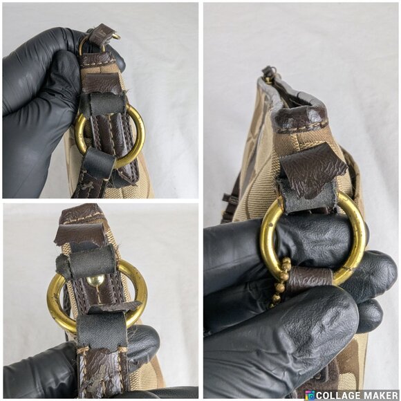 COACH F21905 SIGNATURE STRIPE DUFFLE SIGNATURE FABRIC Dark Brown - Picture 12 of 15